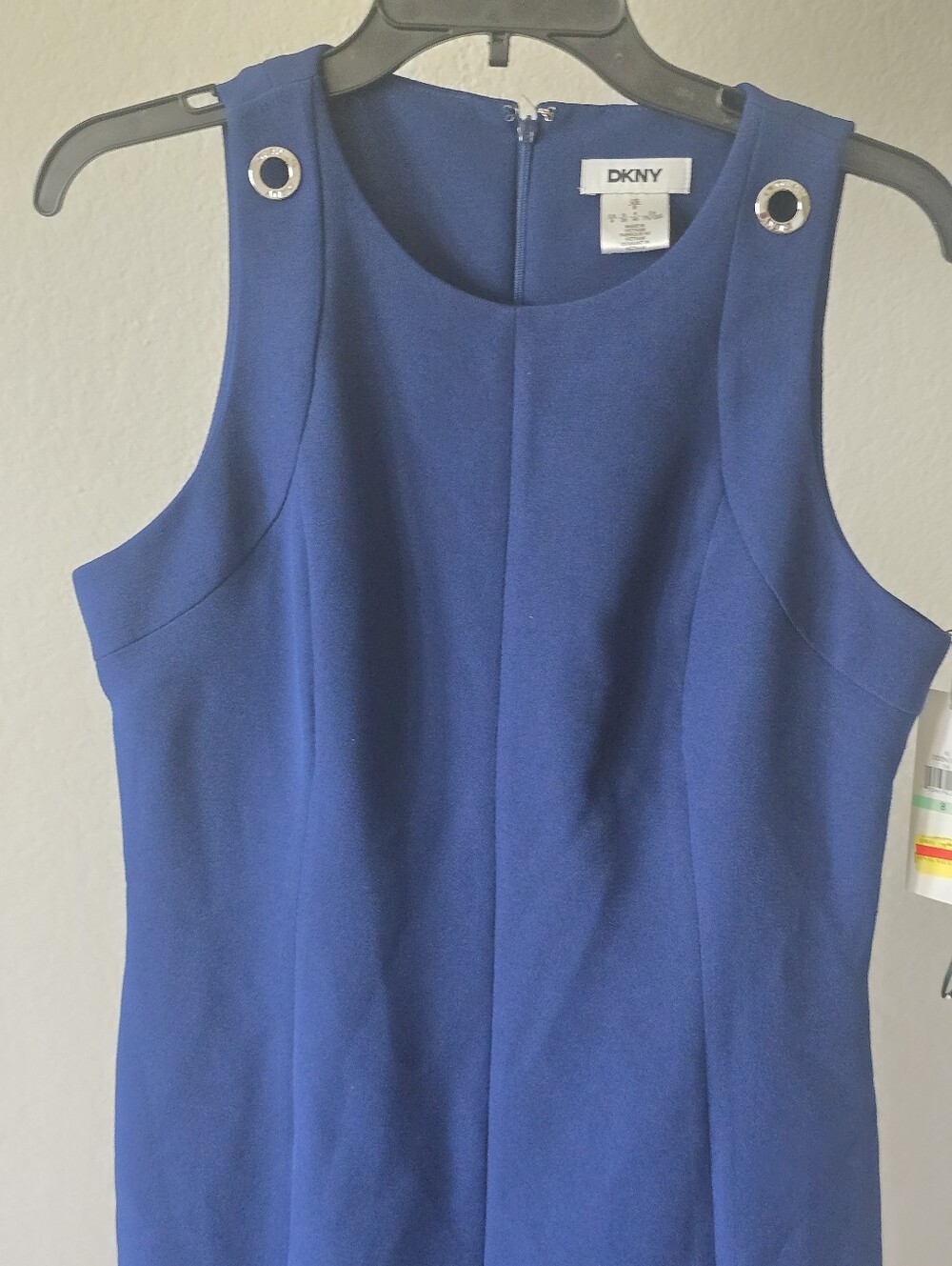 NWT DKNY Blue Fit & Flare Dress Women Size 8 Sleeveless Knee Length Career $139 - Picture 3 of 12